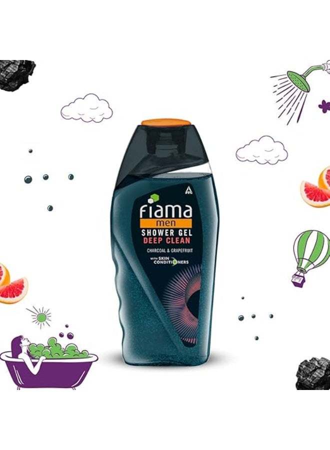 Fiama Men Body Wash Shower Gel Deep Clean, 250ml, Body Wash for Men with Skin Conditioners and Goodness of Charcoal & Grapefruit for Bright and Fresh Skin - Image 3